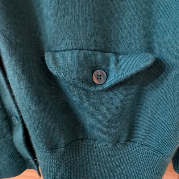 Halogen 100% Merino Wool Teal V-neck Button Cardigan Sweater | LG Petite | EUC - Picture 5 of 8